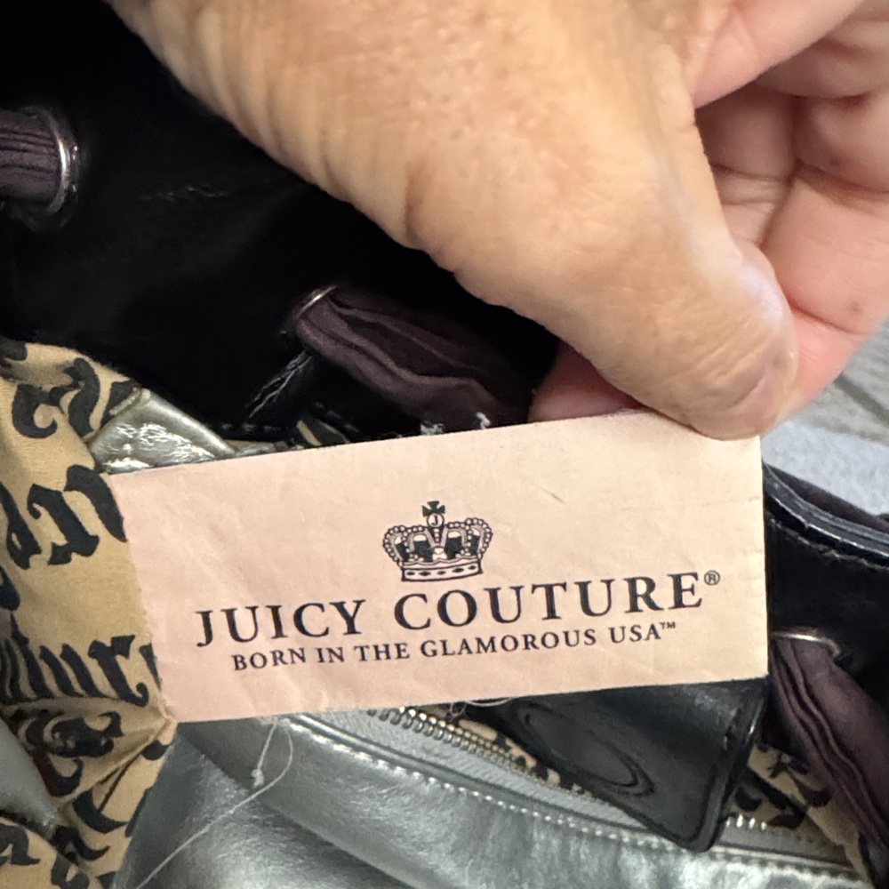Vintage velvet Juicy Couture Daydreamer Black and Dark Brown Shoulder Bag - Picture 3 of 15